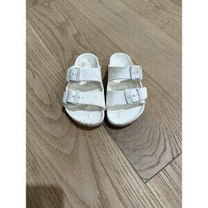 Birkenstock White Unisex Girls Boys Kids EVA Two Strap Buckle Sandals Size 26 10